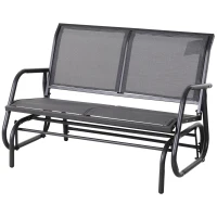 Outsunny 2-Person Outdoor Glider Bench Patio Double Swing Rocking Chair Loveseat w/Power Coated Steel Frame for Backyard Garden Porch, Grey(m-14)
