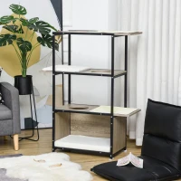 PawHut 48" H Cat House Cat Activity Tower Shelf Furniture with 3 Climbing Platforms, 1 Condo, Scratch Pad and Removable Cushions, Grey/Black(m-11)