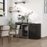 HOMCOM 3.2 Cu.Ft Mini Fridge with Freezer, Single Door Compact Refrigerator with Adjustable Thermostat, Shelf and Reversible Door for Bedroom, Dorm, Home Office, Energy Efficient, Black(m-10)