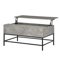 HOMCOM Modern Lift Top Coffee Table with Hidden Storage Compartment and Metal Legs, for Living Room, Home Office, Grey(m-16)