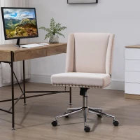 Vinsetto Mid Back Home Office Chair, Task Chair with Tilt, 360° Swivel, Padded Desk Chair with Adjustable Height, Beige(m-10)