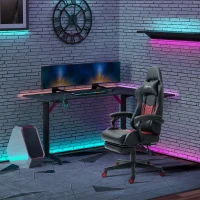 Vinsetto Racing Gaming Chair Diamond PU Leather Office Gamer Chair High Back Swivel Recliner with Footrest, Lumbar Support, Adjustable Height, Black(m-10)