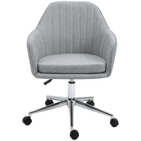Vinsetto Mid-Back Task Chair, Fabric Home Office Chair, Swivel Desk Chair with Tub Shape Design & Lined Pattern Back for Living Room, Bedroom, Gray(m-11)