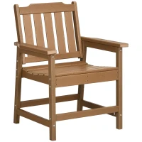 Outsunny All-Weather Patio Chair, HDPE Patio Dining Chair, Heavy Duty Wood-Like Outdoor Furniture for Garden, Backyard, Deck, Porch, Lawn, Brown(m-11)