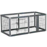 PawHut 24.5" Heavy Duty Pet Playpen, 6 Panels Dog Exercise Pen, Foldable Puppy Play Whelping Fence, with Door, Double Locking Latches, for Indoor Outdoor Use, Gray(m-10)