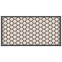 Outsunny Reversible Outdoor Rug, 9' x 18' Waterproof Plastic Straw Floor Mat, Portable RV Camping Carpet, Large Floor Mat for Deck, Backyard, Picnic, Beach, Black & Beige(m-11)