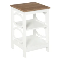 HOMCOM Modern End Table, Accent Side Table with 2 Storage Shelves for Living Room, Bedroom, White(m-10)