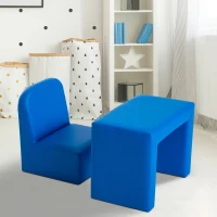 Qaba 2-in-1 Convertible Table and Chair Set for Boys Girls for Boys Girls, Blue(m-10)