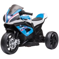 Aosom Licensed 6V Kids Ride on Motorcycle, Off-Road Battery Powered Three Wheels Dirtbike with USB, AUX, Music and Headlight for Toddler, Blue(m-11)