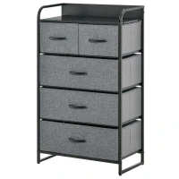 HOMCOM 5-Drawer Dresser Tower Chest of Drawers Organizer with Steel Frame Gray(m-11)