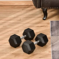 Soozier 2 x 40lbs Hex Dumbbell Set of 2, Rubber Weights Exercise Fitness Dumbbell with Non-Slip Handles, Anti-roll, for Women or Men Home Gym Workout(m-10)