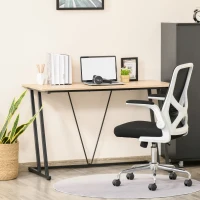 HOMCOM Home Office Computer Desk, Writing Desk, Laptop Table with Z-Shaped Metal Frame, V-Shaped Support Bar, and MDF Tabletop, Black(m-10)