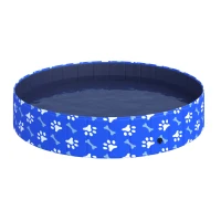 PawHut Foldable Pet Swimming Pool, Portable Dog Bathing Tub, 12" x 63" Plastic Large Dog Pool for Outdoor Dogs and Cats, Blue(m-11)