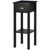 HOMCOM 2-Tier Side Table with Drawer Shelf, End Table for Living Room Hallway, Black(m-14)