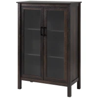 HOMCOM Sideboard Buffet Cabinet, Kitchen Storage Cabinet, Accent Cabinet with Double Glass Doors and Adjustable Shelves, Brown(m-13)