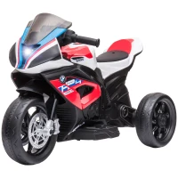 Aosom Licensed 6V Kids Ride on Motorcycle, Off-Road Battery Powered Three Wheels Dirtbike with USB, AUX, Music and Headlight for Toddler, Red(m-11)