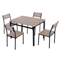 HOMCOM 5 Piece Dining Table Set for 4, Modern Kitchen Table and Chairs, Dining Room Set for Breakfast Nook, Small Space, Apartment, Space Saving(m-11)