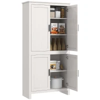 HOMCOM 64" 4-Door Modern Kitchen Pantry Cabinet with 3 Adjustable Shelves White(m-17)