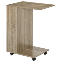 HOMCOM C-Shaped Sofa Side Table Mobile End Table with Storage and Wheels for Living Room,Office, Grey(m-11)