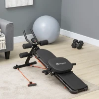 Soozier Multi-Purpose Ab Workout Equipment, Foldable Ab Machine, Adjustable Sit Up Bench & Weight Bench, Abdominal Cruncher with Resistance Bands & LCD Display(m-10)