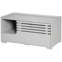 PawHut Cat Litter Box Enclosure with Spacious Interior, Cat Washroom Storage End Table for Indoor Cats with Hidden Storage Cabinet Space, Elevated Bottom, Grey(m-11)