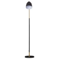 HOMCOM Arc Floor Lamp, Standing Reading Light, with Adjustable Lampshade, and Round Base for Living Room, Office, or Bedroom, Black/ Gold(m-11)