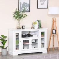 HOMCOM Sideboard Buffet Cabinet with Storage, Kitchen Cabinet Coffee Bar Cabinet with Glass Doors for Living Room, Kitchen, White(m-10)