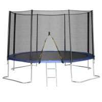 Soozier 12ft Trampoline with Safety Enclosure Net and Non-Slip Ladder for Teens and Adults Indoor and Outdoor Use, Blue(m-11)