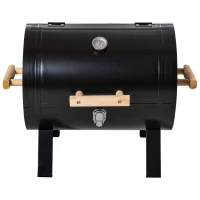 Outsunny 20" Charcoal Barbecue Grill with Wooden Handle Portable Outdoor Camping Charcoal Barbecue Grill Improved Air Circulation(m-15)