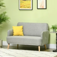 HOMCOM 48" Loveseat Sofa for Bedroom, Modern Love Seats Furniture, Upholstered Small Couch for Small Spaces, Gray(m-10)