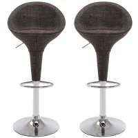 HOMCOM Adjustable Bar Stools Set of 2, Rattan Bar Height Barstools with Swivel for Pub Counter Kitchen(m-11)