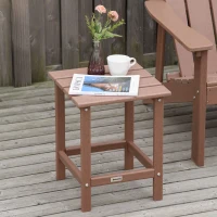 Outsunny Patio Side Table, 15" Square Outdoor End Table, HDPE Plastic Tea Table for Adirondack Chair, Backyard or Lawn, Brown(m-10)