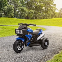 Aosom 6V Kids Motorcycle Toddler Ride-on Toy, High-Traction Battery-Operated Mini Electric Motorbike with Forward/Reverse Switch, Music, Headlights, Horn, Blue(m-10)