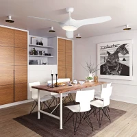 HOMCOM 52" Reversible Indoor Ceiling Fan with Light, Modern Mount LED Lighting Fan with Remote Control, for Bedroom, and Living Room, White(m-10)