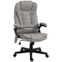 HOMCOM 6 Point Vibrating Massage Office Chair with Heat, Microfiber High Back Executive Office Chair with Reclining Backrest, Padded Armrests and Remote, Gray(m-11)