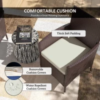 Outsunny 2 PCS Rattan Wicker Dining Chairs with Cushions and Anti-Slip Foot, Patio Stackable Chairs Set for Backyard, Garden, Lawn, Dark Coffee(m-5)