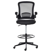 Vinsetto Tall Drafting Desk Chair Computer Desk Home Office Mesh Standing Chair with Mid Back, Foot Ring, Flip-up Arm, 360° Swivel Wheels, Black(m-19)