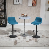 HOMCOM Adjustable Bar Stools, Swivel Bar Height Chairs Barstools Padded with Back for Kitchen, Counter, and Home Bar, Set of 2, Blue(m-10)