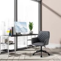Vinsetto Mid Back Modern Home Office Chair Swivel Computer Desk Chair with Adjustable Height, Microfiber Cloth, Diamond Line Design, and Padded Armrests, Dark Gray(m-10)