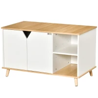 PawHut Cat Washroom with Damping Hinge, Multiple Storage Places, Adjustable Partition(m-11)