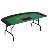 Soozier Poker Table Foldable, 72" Blackjack Table for 7 Players with Chip & Cup Holder, Green Felt(m-11)