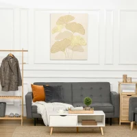 HOMCOM Hand-Painted Canvas Wall Art for Living Room Bedroom, Painting Gold Ginkgo Leaves, 39.25" x 31.5"(m-10)