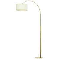 HOMCOM 6FT Arch Shape Floor Lamp with 180° Flexible Lampshade, Adjustable Pole, and Metal Round Base, Cream White(m-1)
