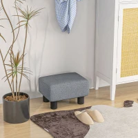 HOMCOM Ottoman Foot Rest, Small Foot Stool with Linen Fabric Upholstery and Plastic Legs, Cube Ottoman for Living Room, Gray(m-10)