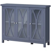 HOMCOM Sideboard, Buffet Cabinet with 3 Tempered Glass Doors, Arc Pattern and Adjustable Storage Shelf, Credenza, Gray(m-11)