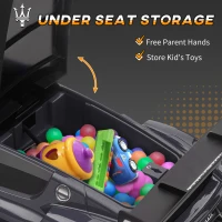 Qaba 6V Maserati GT2 Licensed Electric Car for Kids, Ride on Car with Under Seat Storage, LED Headlights Music, Grey(m-6)