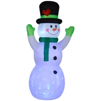 Outsunny 10FT Christmas Inflatables Cheerful Snowman in Black Hat, Blow Up Outdoor Christmas Decorations with LED Yard Display(m-1)