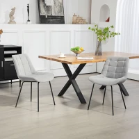 HOMCOM 2 Pieces Dining Chairs, Set of 2 Upholstered Kitchen Chairs with Padded Seat and Steel Legs for Living Room Light Grey(m-8)