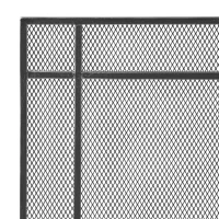 Modern Iron Fire Screen with Single Panel Design and Fine Mesh, Geometric Pattern, and Easy Assembly, 41" L x 9.75" W x 31.75" H, Black+Silver(m-5)