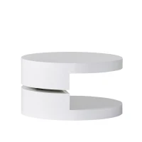 Modern Rotating Coffee Table with 2 Circular Swivel Levels, High Gloss Finish, 23.6" x 23.6" x 13", White(m-10)